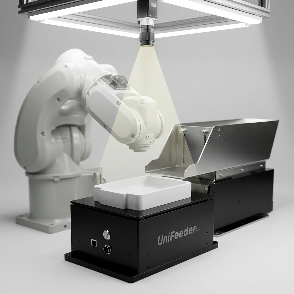 Flexible feeding integrated cell (feeder, vision, robot)